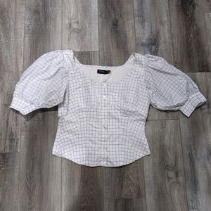 POLO RALPH LAUREN Womens White Cuffed Sleeve Scoop Neck Peasant Top